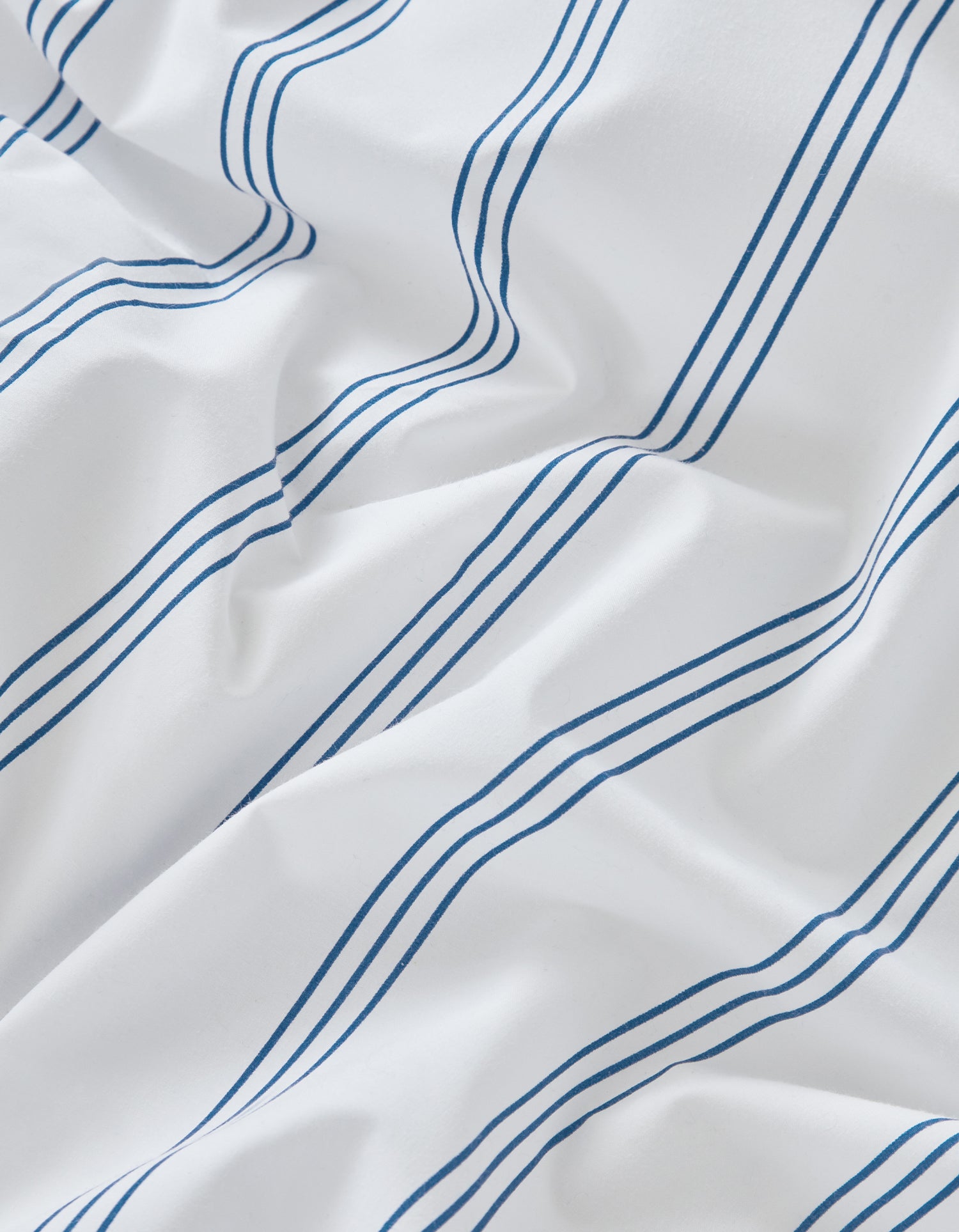 Housse de couette Percale de coton 120 fils - Rayure Trio Bleu