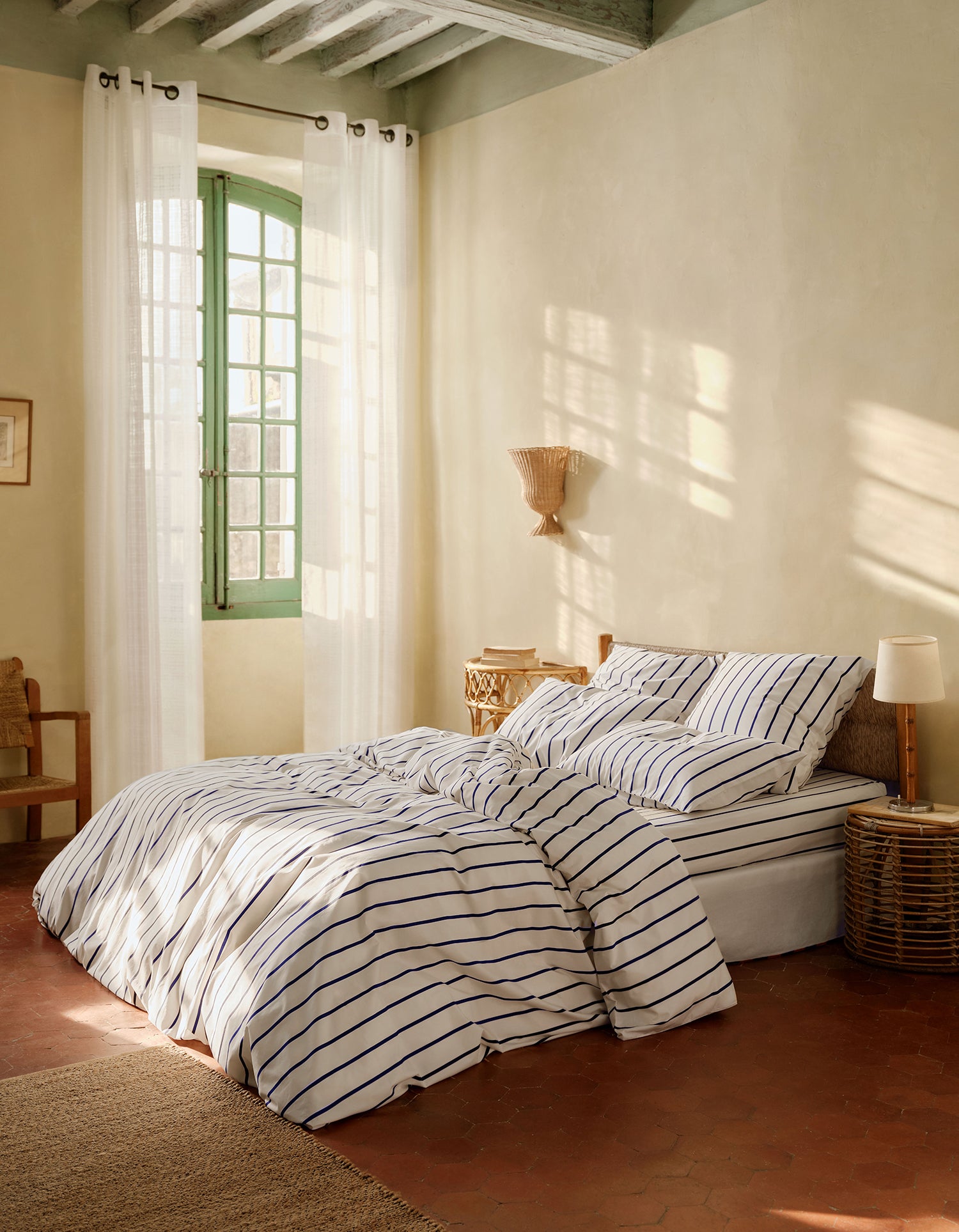 Housse de couette Percale de coton 120 fils - Rayure Mikado