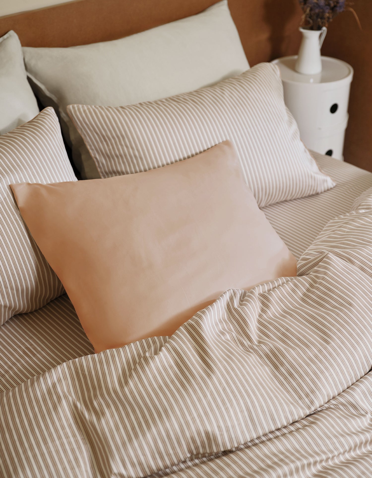 Taie d'oreiller 100% soie - Beige Rosé
