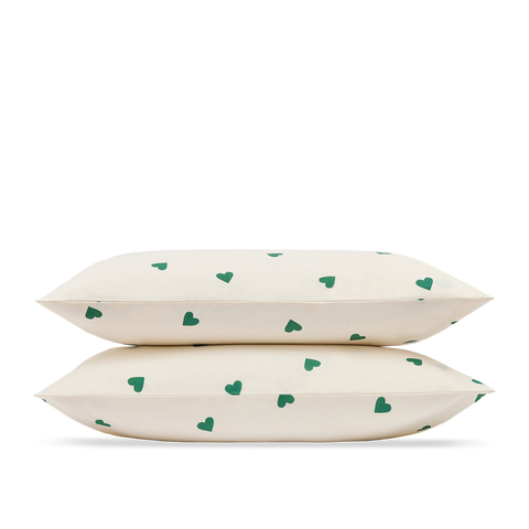 Taies d'oreiller x2 Percale lavée - Coup de Coeur Vert