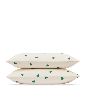 Taies d'oreiller x2 Percale lavée - Coup de Coeur Vert