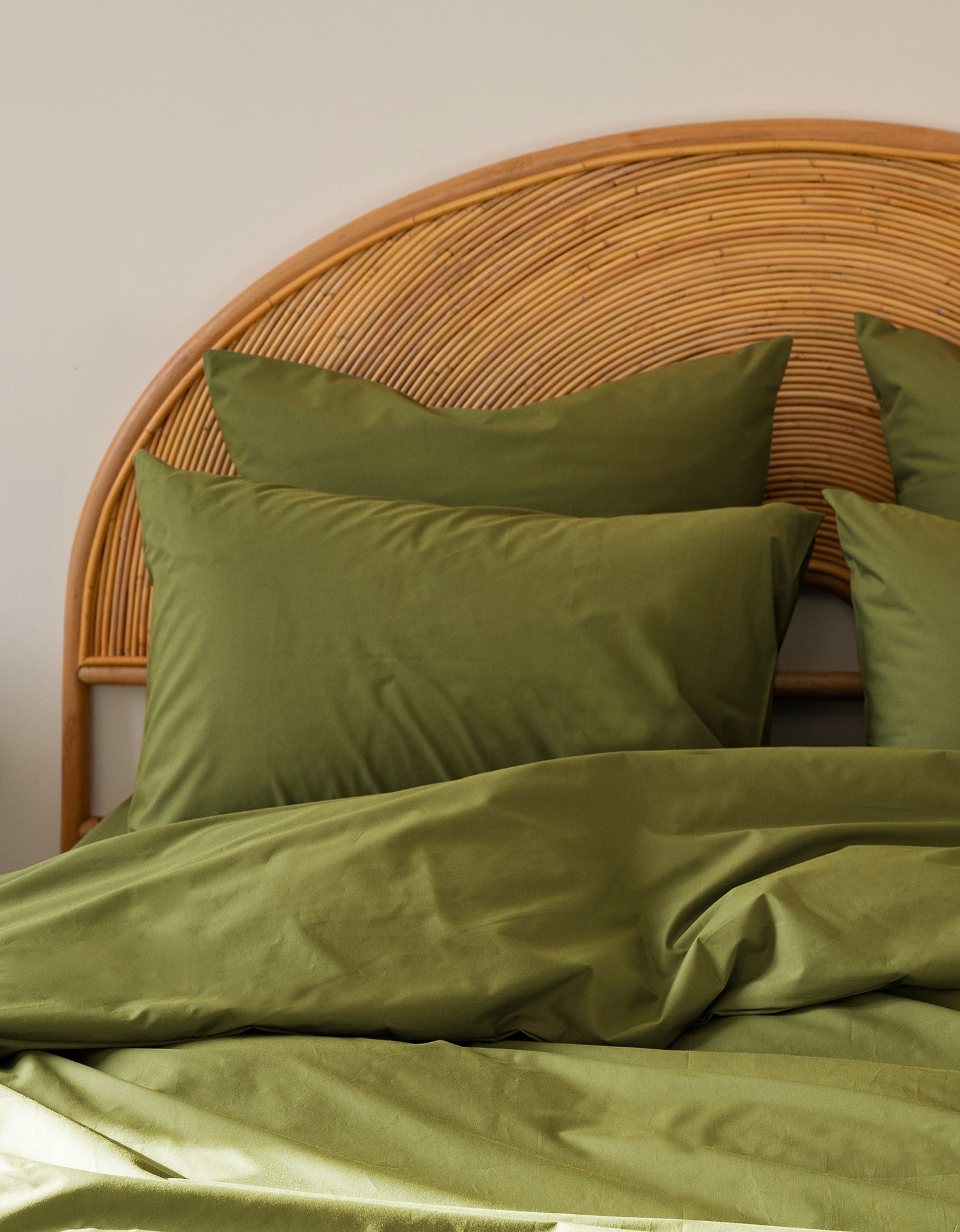 Taies d'oreiller x2 Percale de coton 120 fils - Vert Mousse