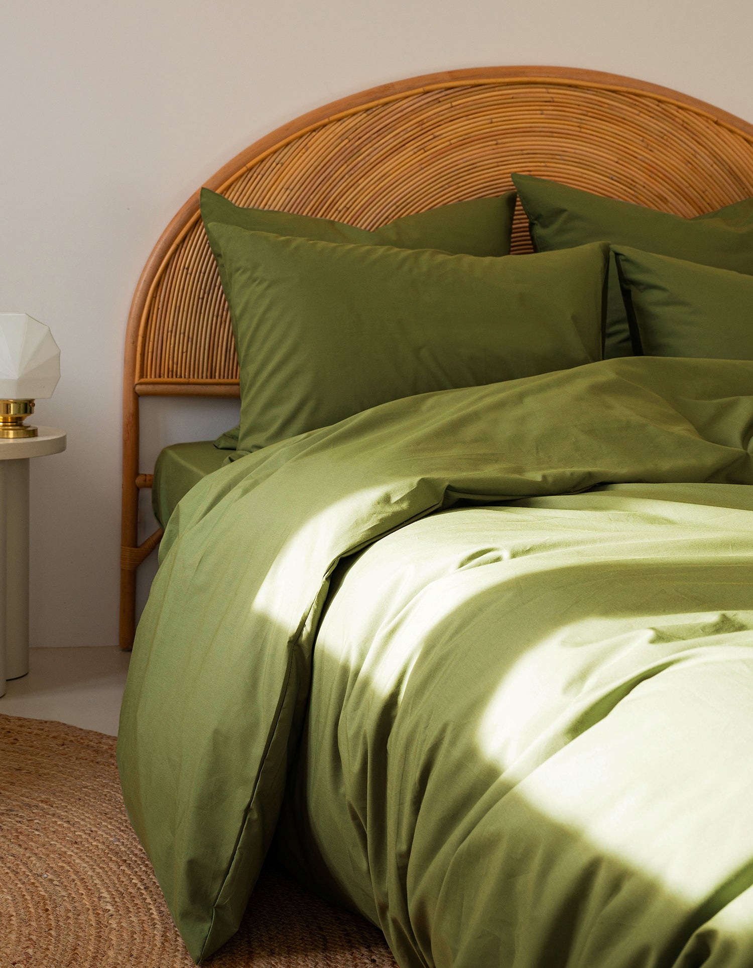 Taies d'oreiller x2 Percale de coton 120 fils - Vert Mousse