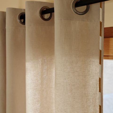 Lichtdoorlatend Gordijn Comporta met ringen - Naturel