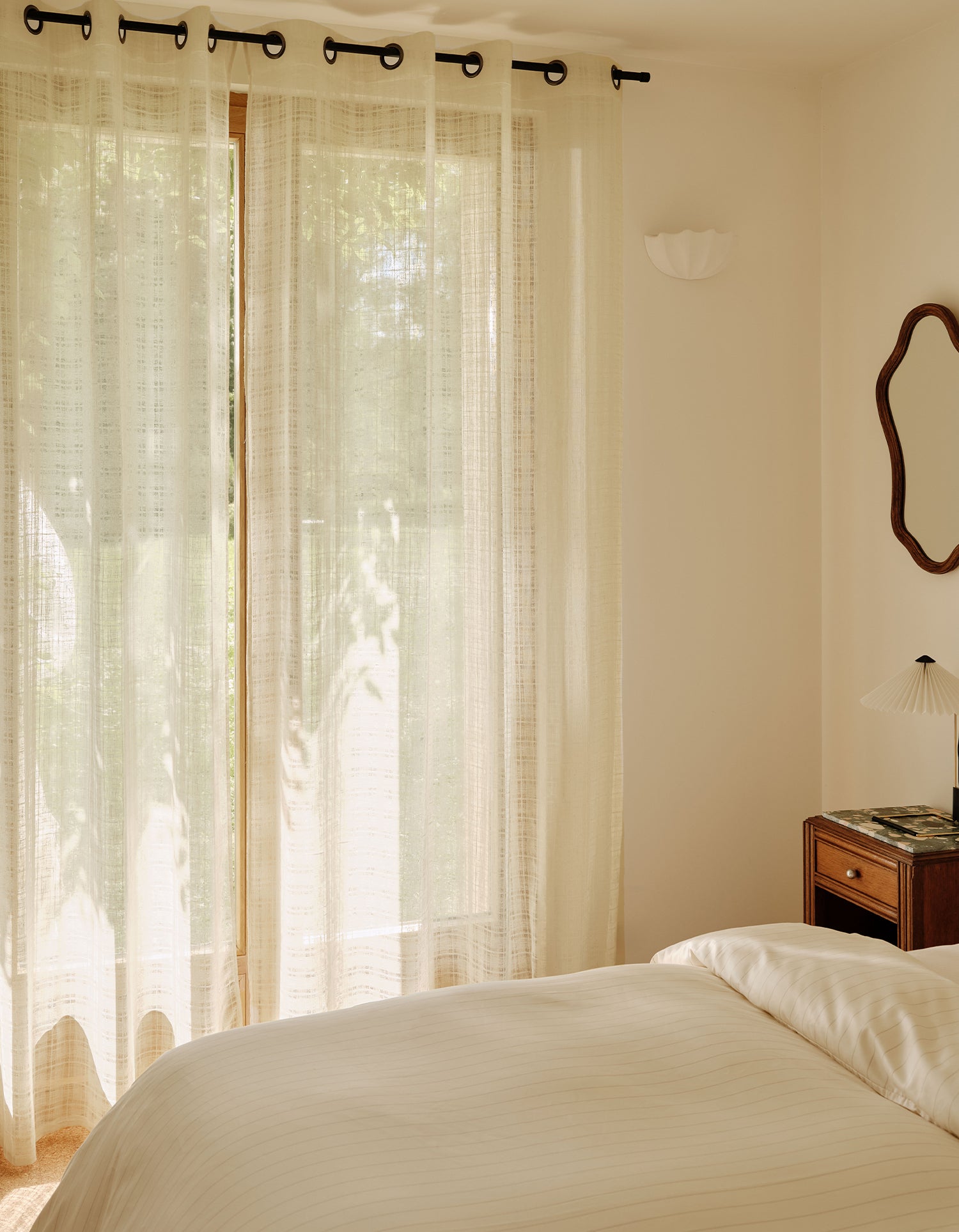Tenda trasparente Madras con occhielli - Naturale