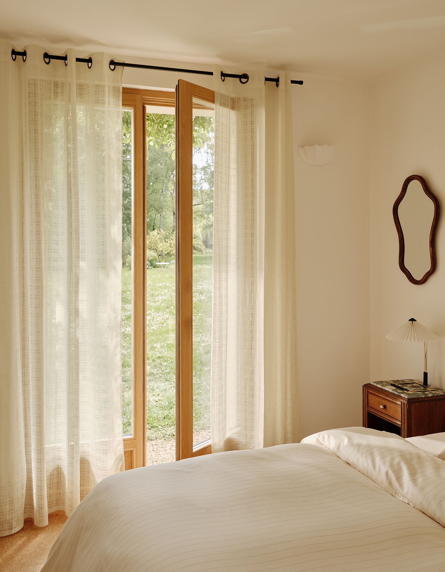 Tenda trasparente Madras con occhielli - Naturale