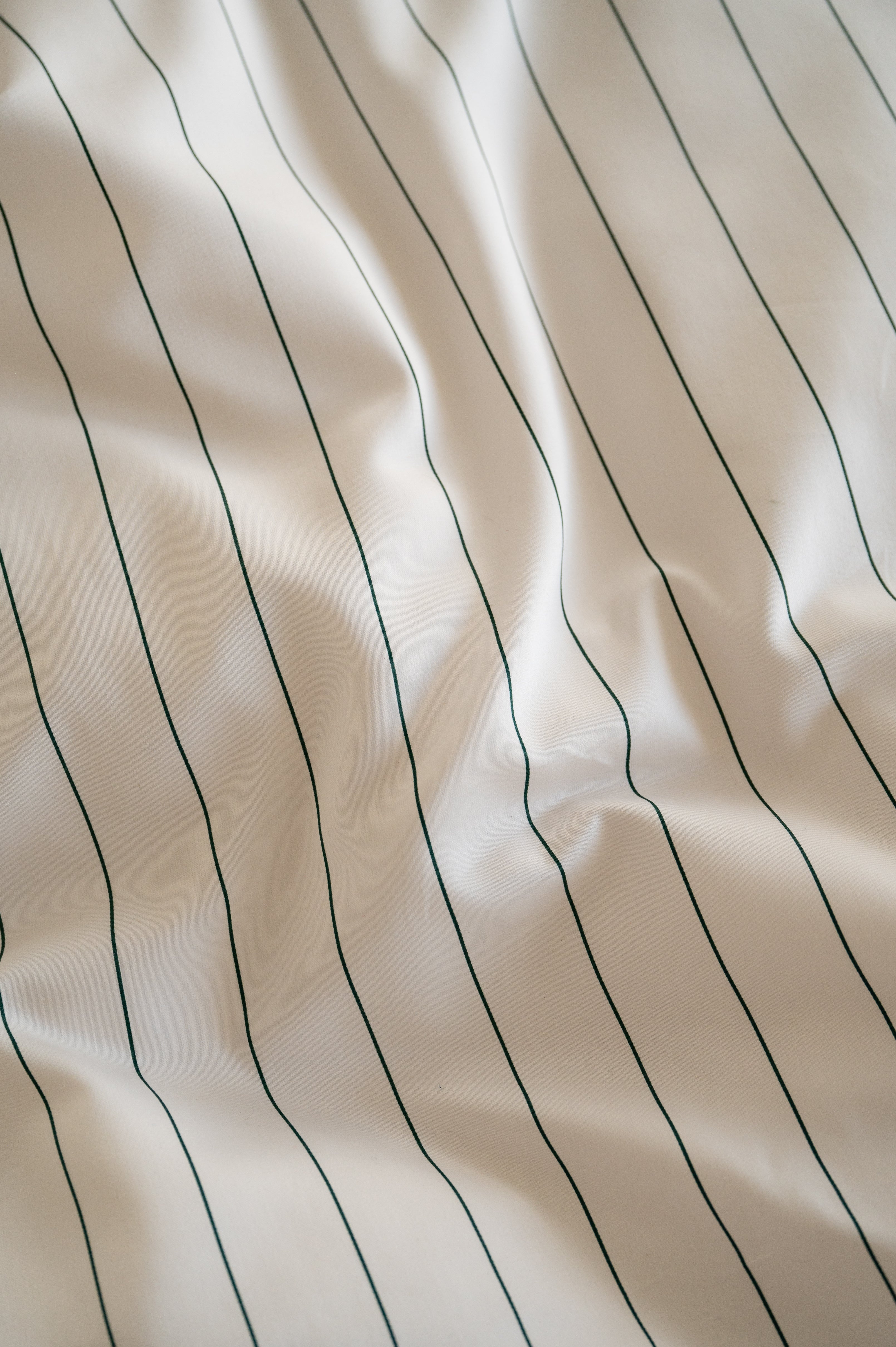 Housse de couette Satin de coton 200 fils - Rayé Vert Forêt