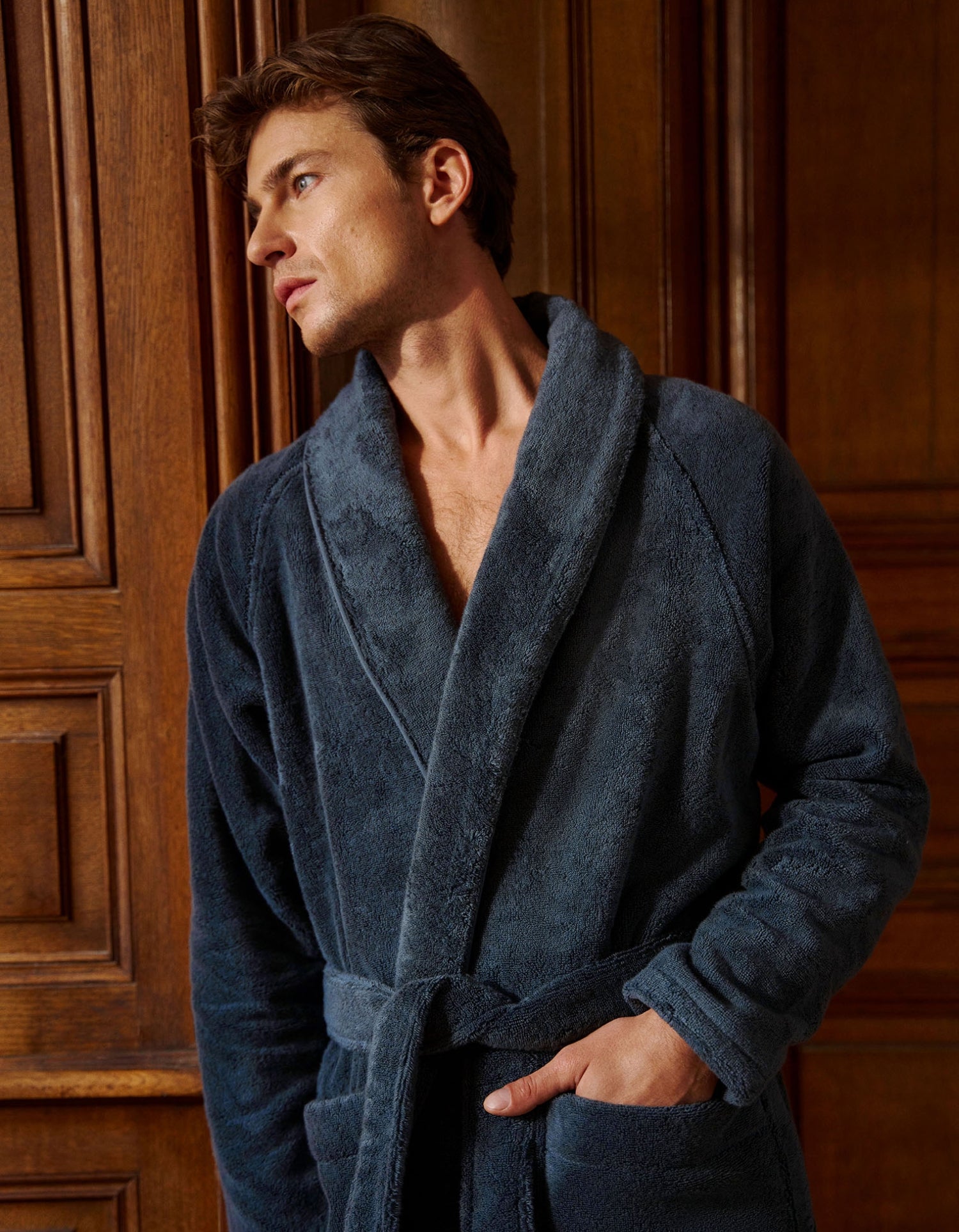 Plush Bathrobe - Ink Blue