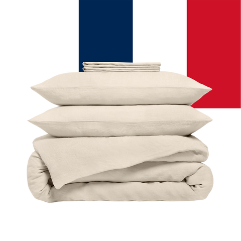 Washed linen set - Juste Le Blanc - 140x190 + 200x200 + 50x70