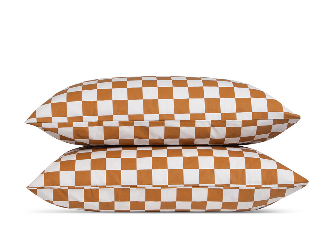 Taies d'oreiller x2 Percale de coton 120 fils - Memo Ocre
