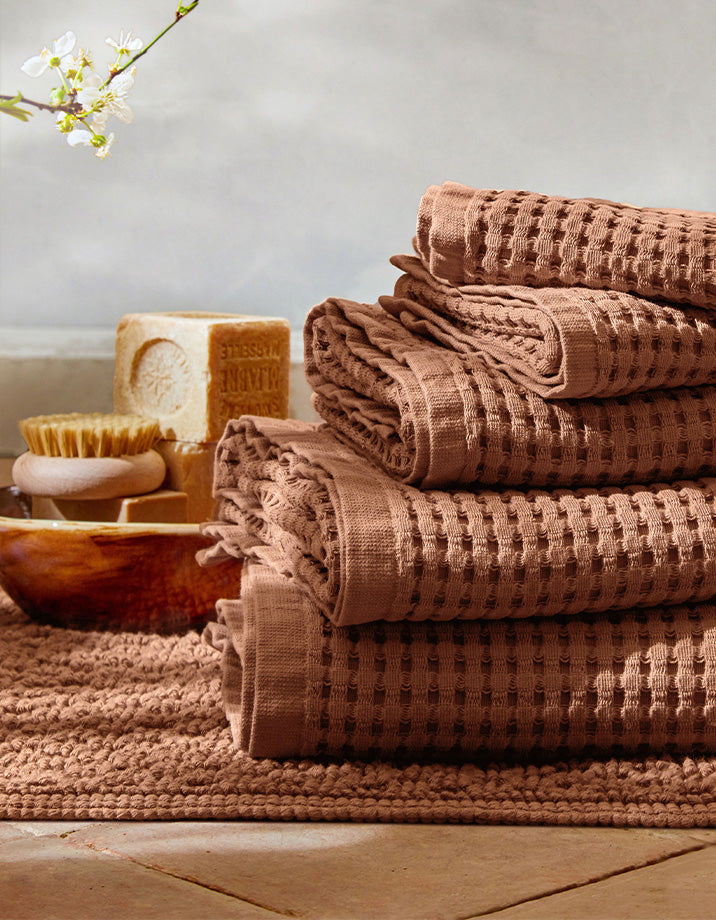 Drap de bain Nid d'abeille - Caramel