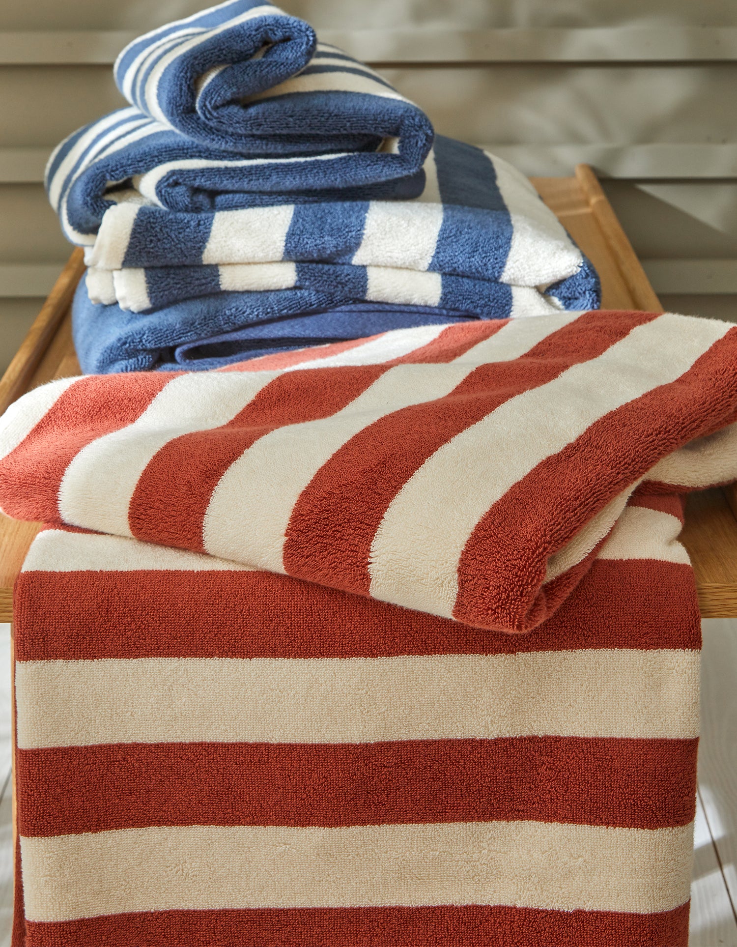 Serviette de bain moelleuse - Juste La Rayure Terracotta