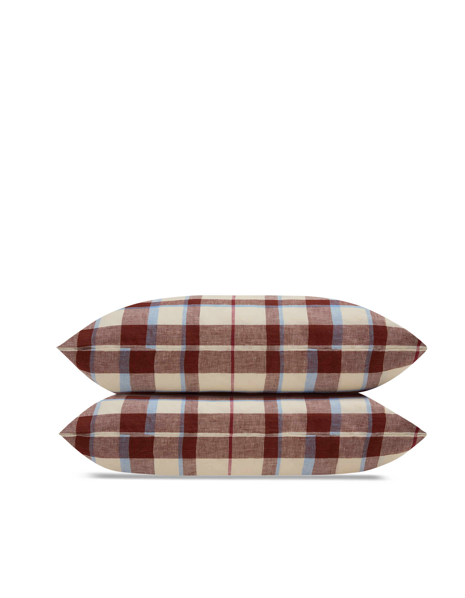 Kussenslopen Gewassen Linnen x2 - Karmijnrode Tartan