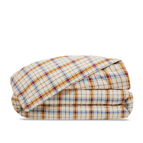 Kids' Washed Organic Cotton Percale Duvet Cover - Atlas Check