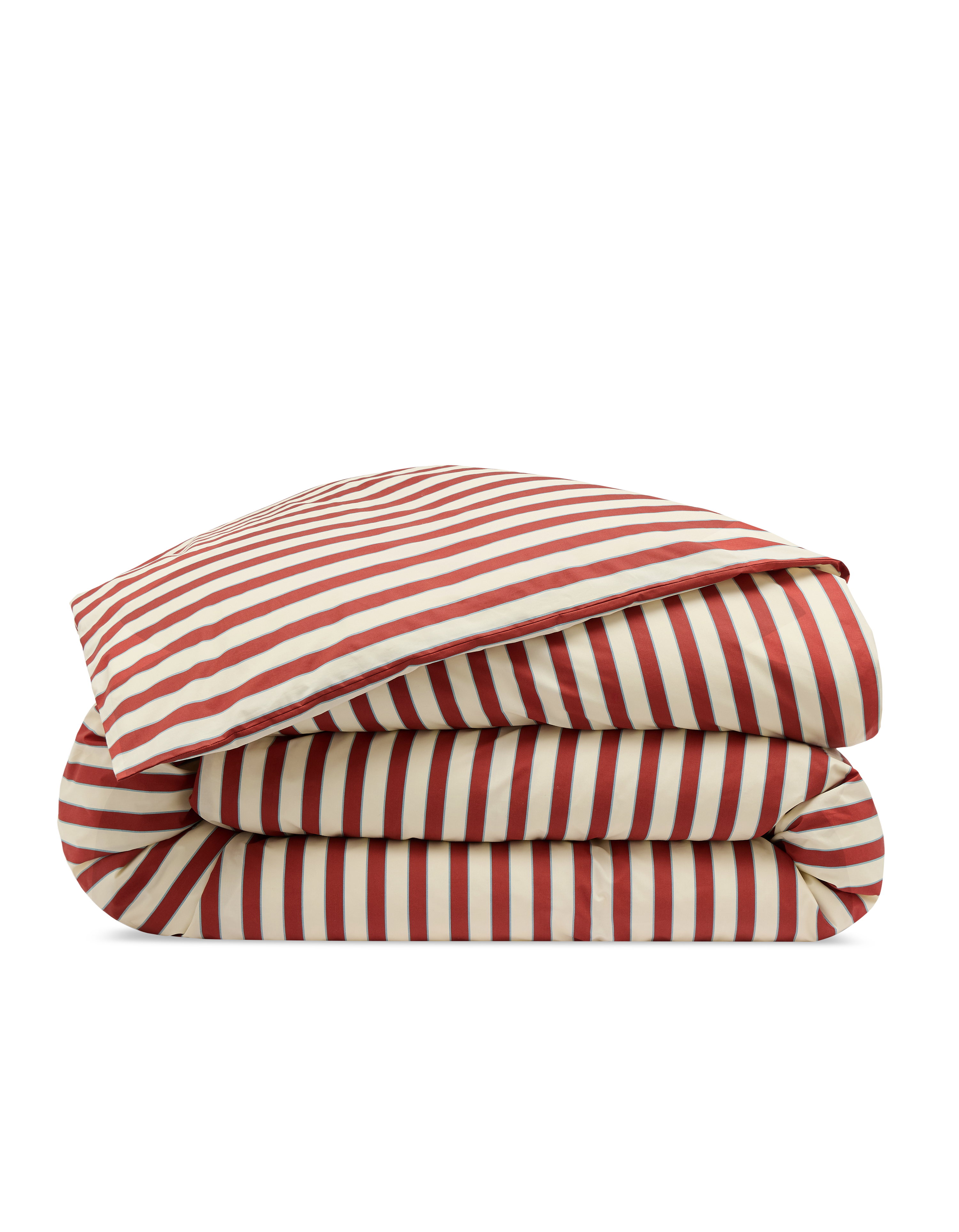 Housse de couette Percale de coton 120 fils - Rayure Club Rouge