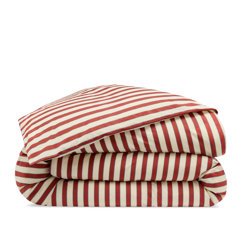 Housse de couette Percale de coton 120 fils - Rayure Club Rouge