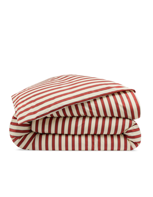 Housse de couette Percale de coton 120 fils - Rayure Club Rouge