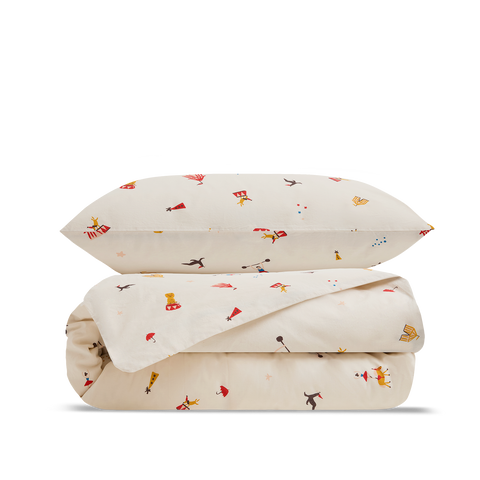 Gewaschener Perkal Kinder-Bettwäsche-Set aus Bio-Baumwolle - Circus