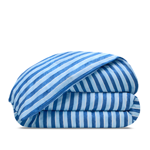 Housse de couette Voile de Coton 80 fils/cm² - Rayure Atlantis