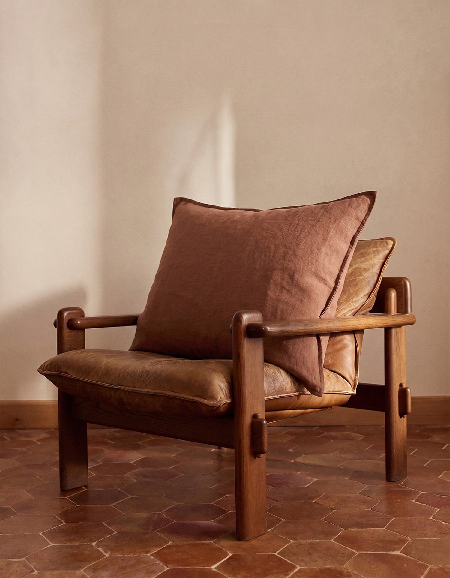 Maxi fodera per cuscino in lino lavato - Terracotta