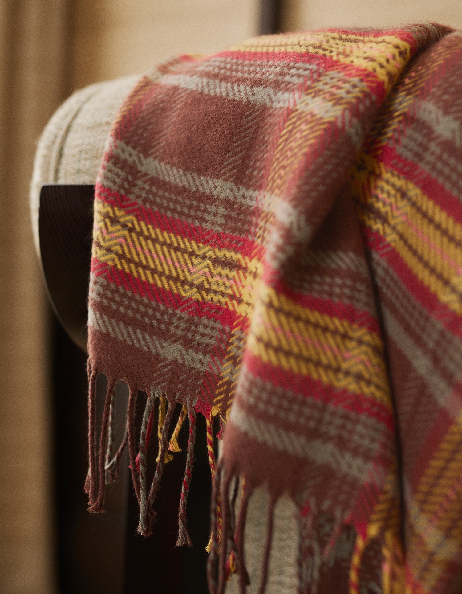 Decke Wolle & Baumwolle - Herbstlicher Tartan