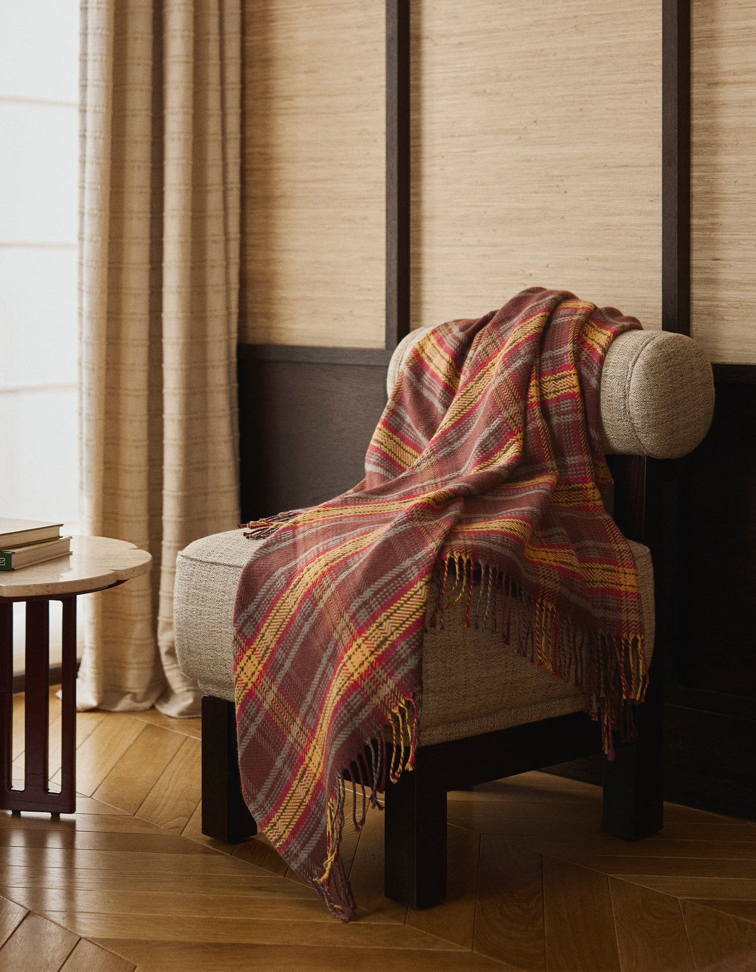 Decke Wolle & Baumwolle - Herbstlicher Tartan