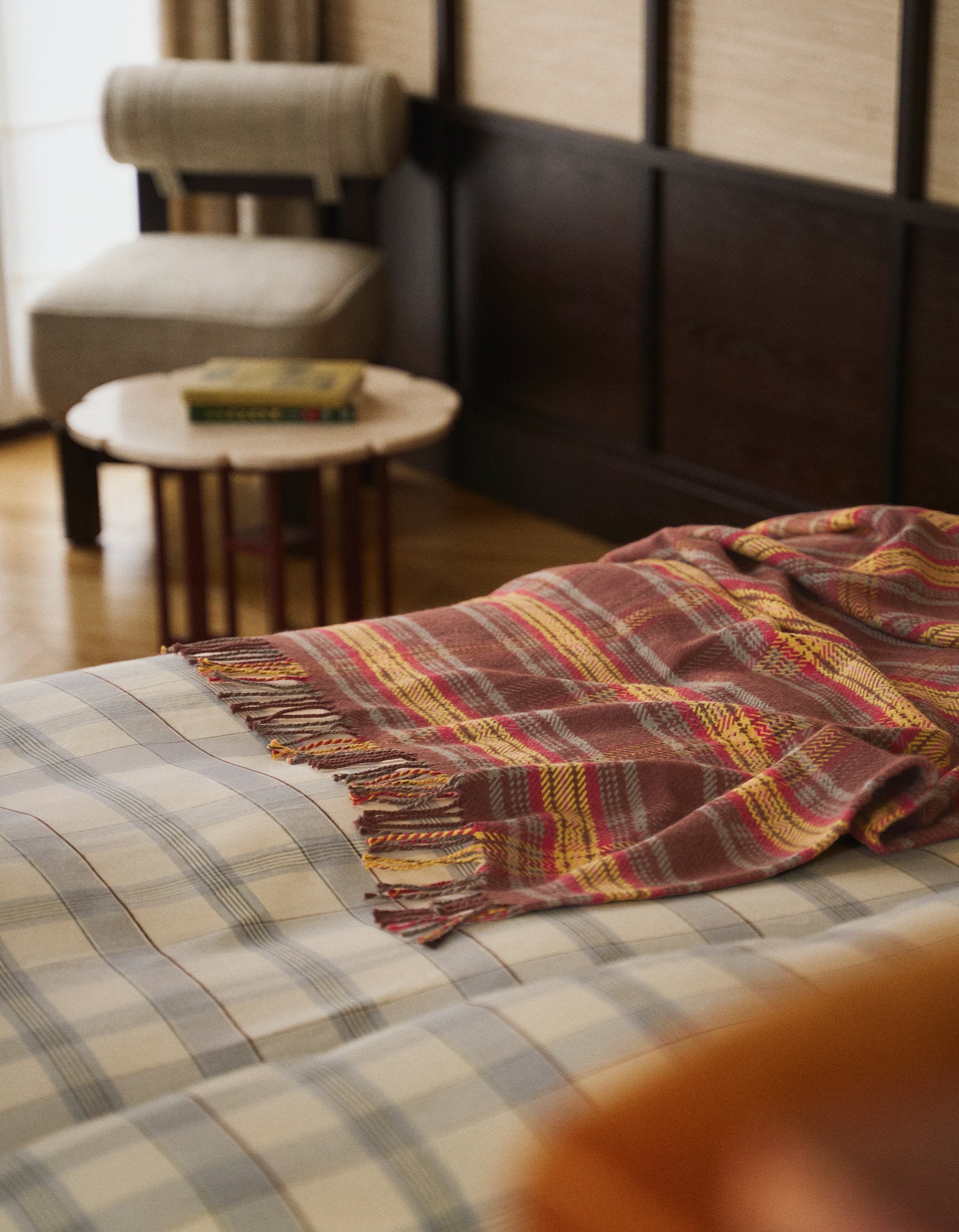 Decke Wolle & Baumwolle - Herbstlicher Tartan
