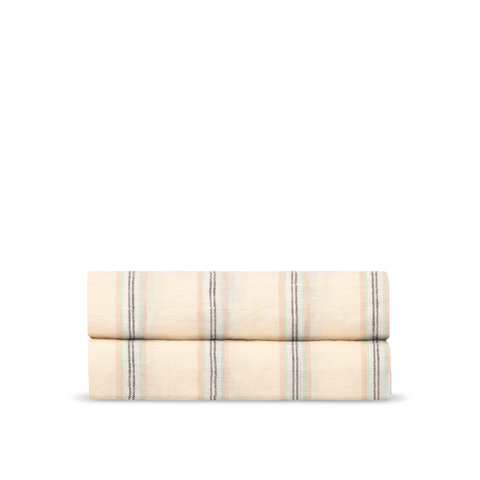 French Washed Linen Fitted Sheet - Nomad Stripe