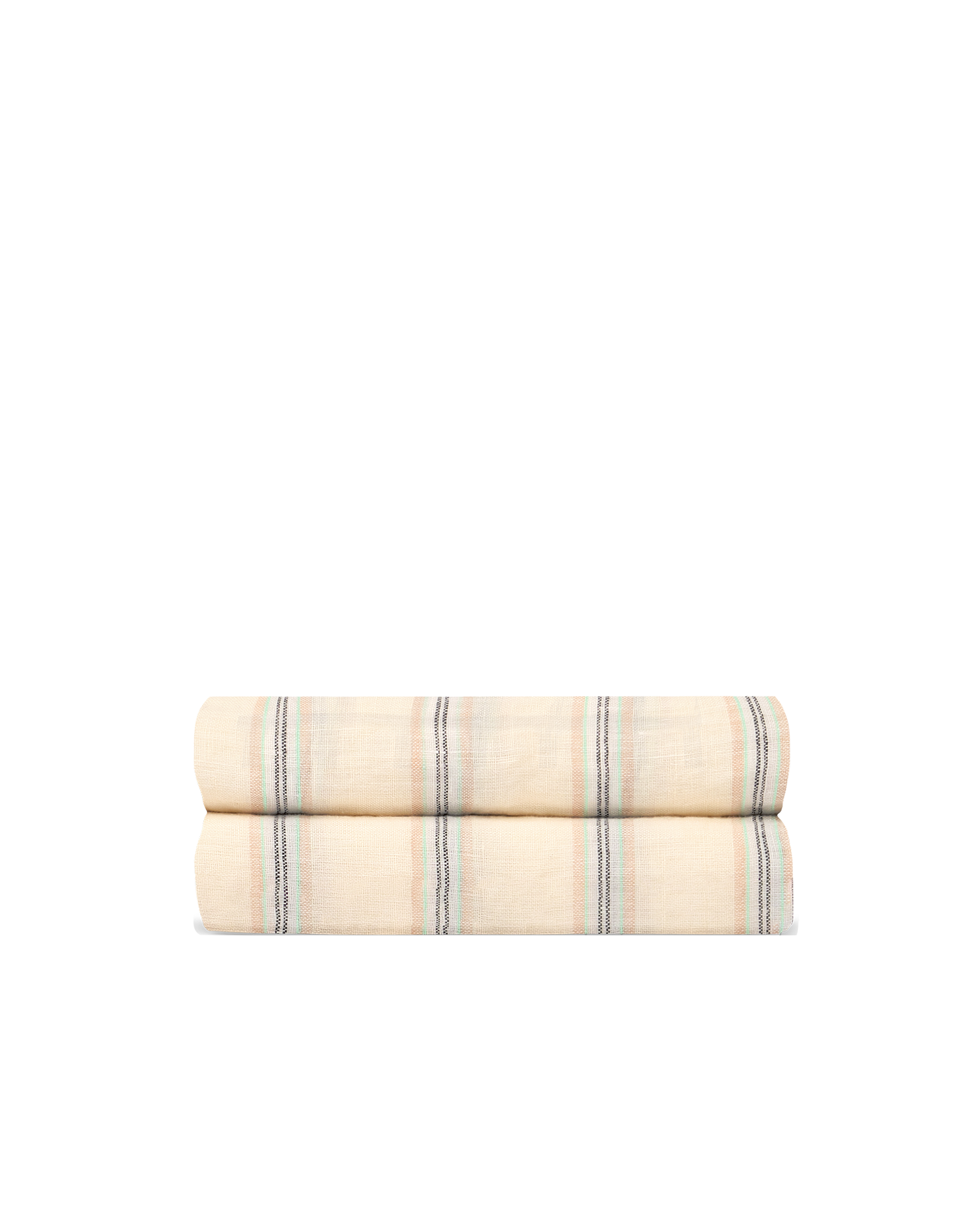 Drap plat Lin lavé français - Rayure Nomade
