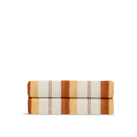 Drap plat Gaze de coton double épaisseur - Rayure Céleste
