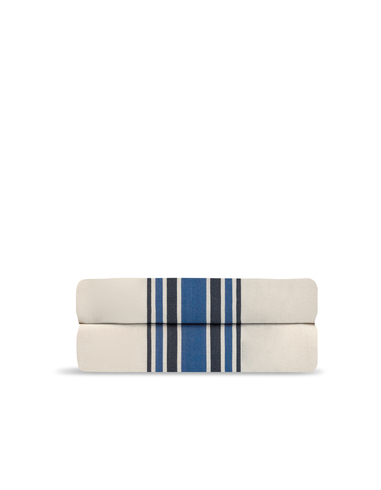 Drap plat Gaze de coton double épaisseur - Rayure Indigo