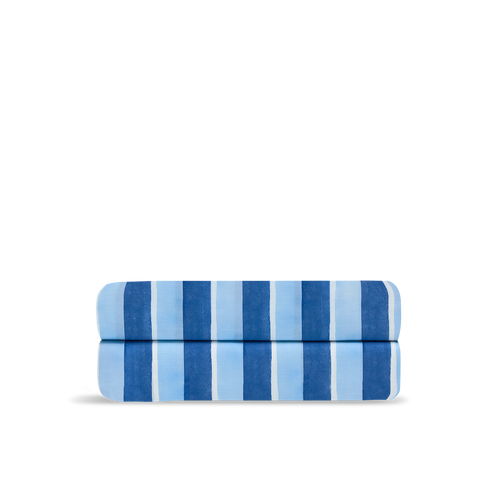 Drap plat Voile de Coton 80 fils/cm² - Rayure Atlantis