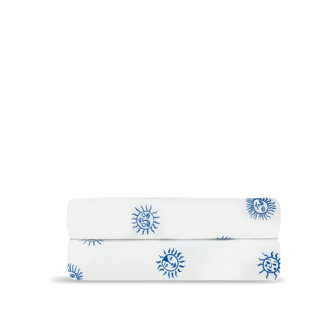 Drap plat Voile de Coton 80 fils/cm² - Soleil Bleu