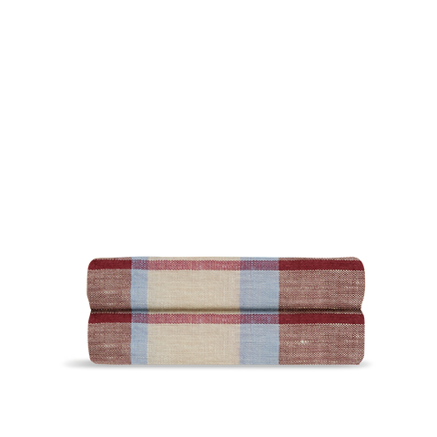 Laken van Gewassen Linnen - Karmijnrode Tartan