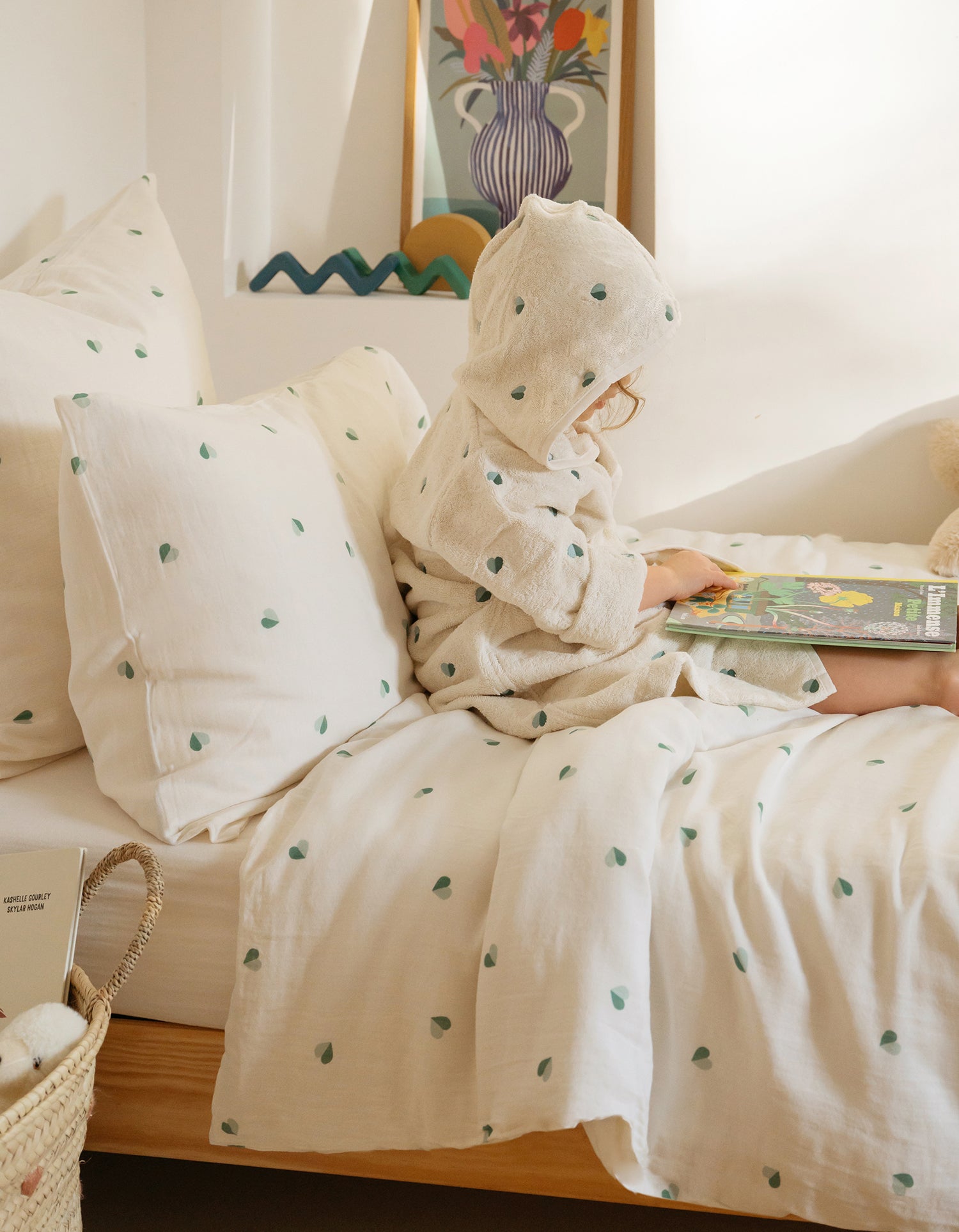 Housse de couette Gaze de coton Bébé & Enfant - Petits Coeurs Verts