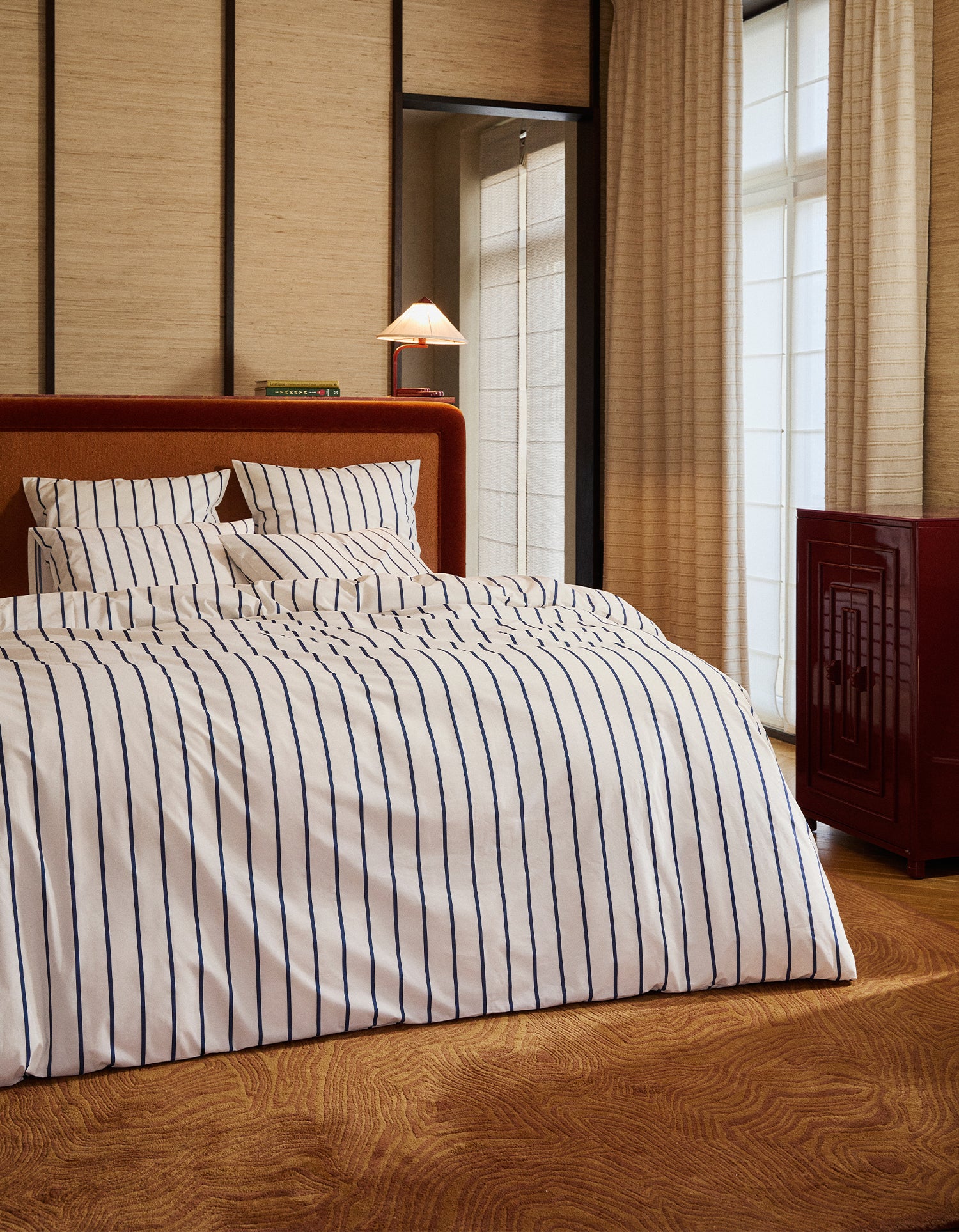 Lenzuolo piano in cotone percalle a 120 fili - Righe Mikado