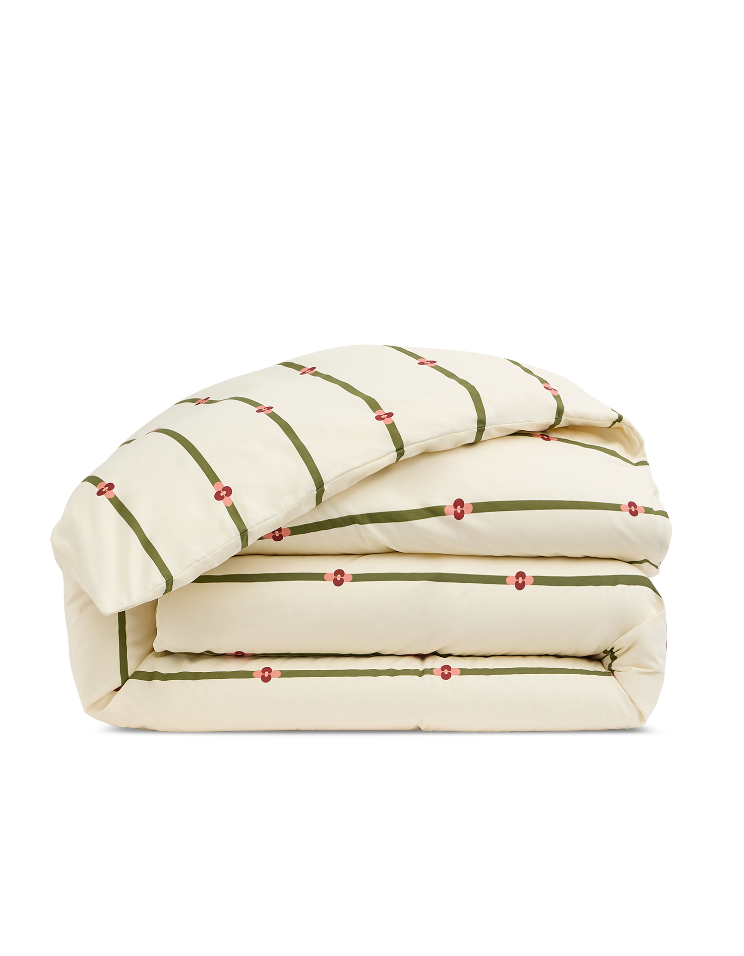 Housse de couette Percale de coton 120 fils Margaux Keller Collections x Bonsoirs - Rayure Romarin