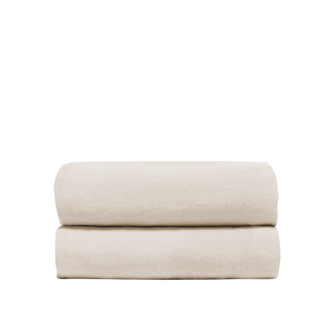 French Washed Linen Fitted Sheet - Ivory