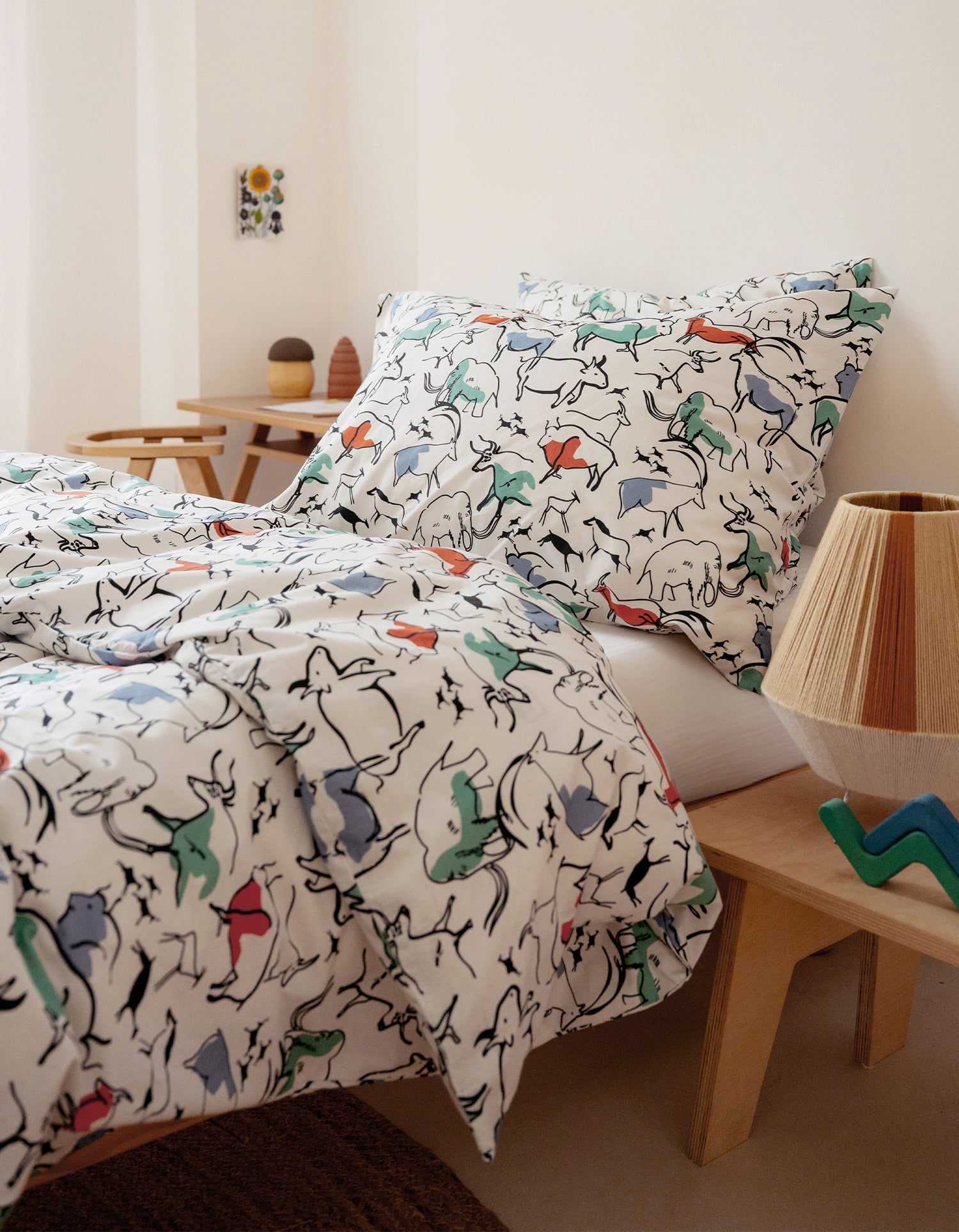 Copripiumino in percalle lavato per bambini - Piccoli Preistorici