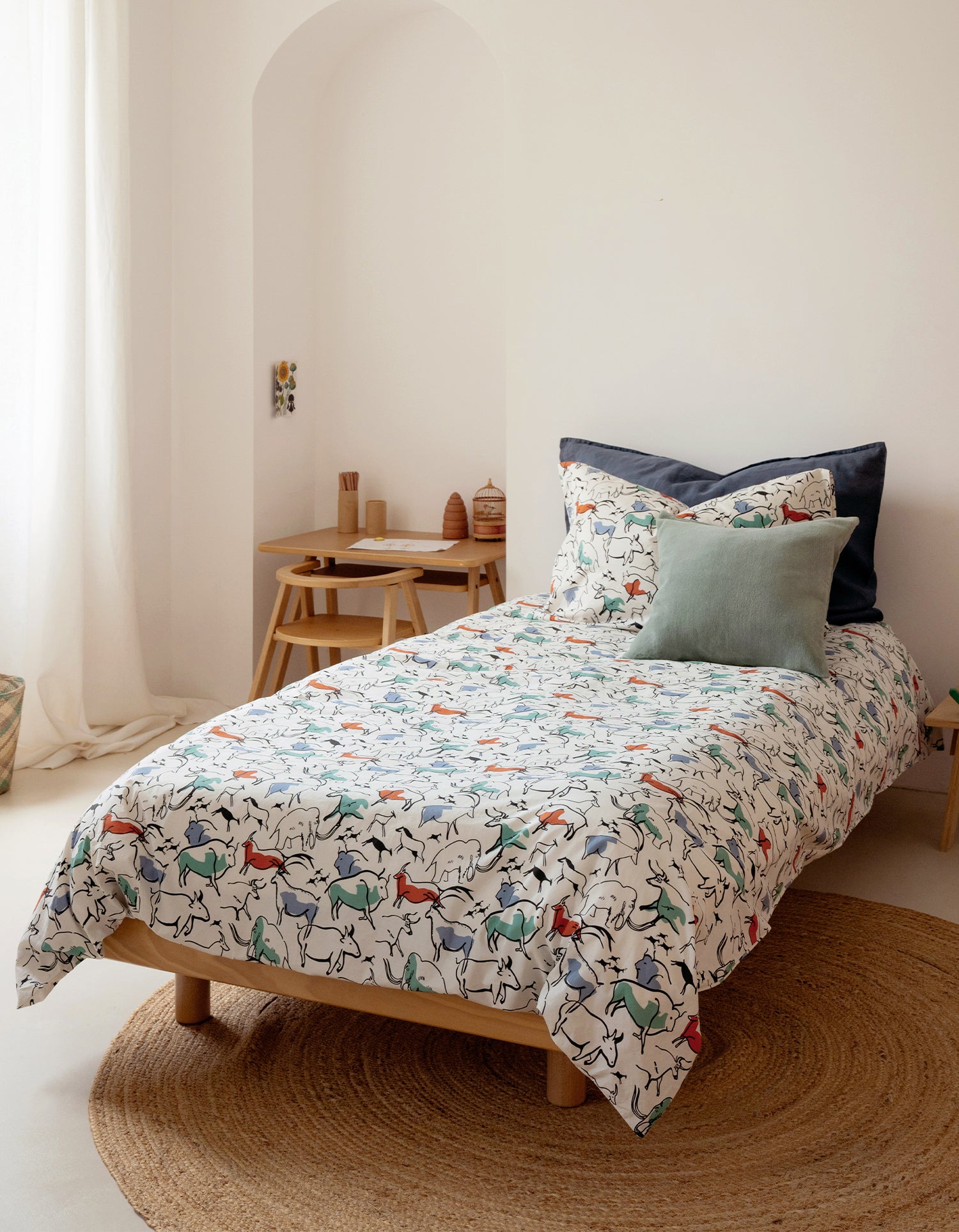 Copripiumino in percalle lavato per bambini - Piccoli Preistorici