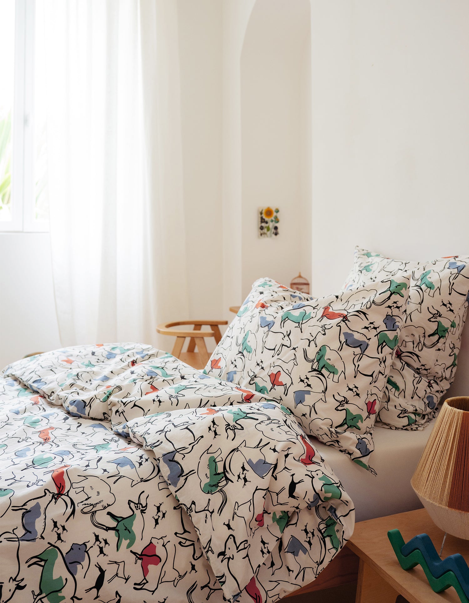 Copripiumino in percalle lavato per bambini - Piccoli Preistorici