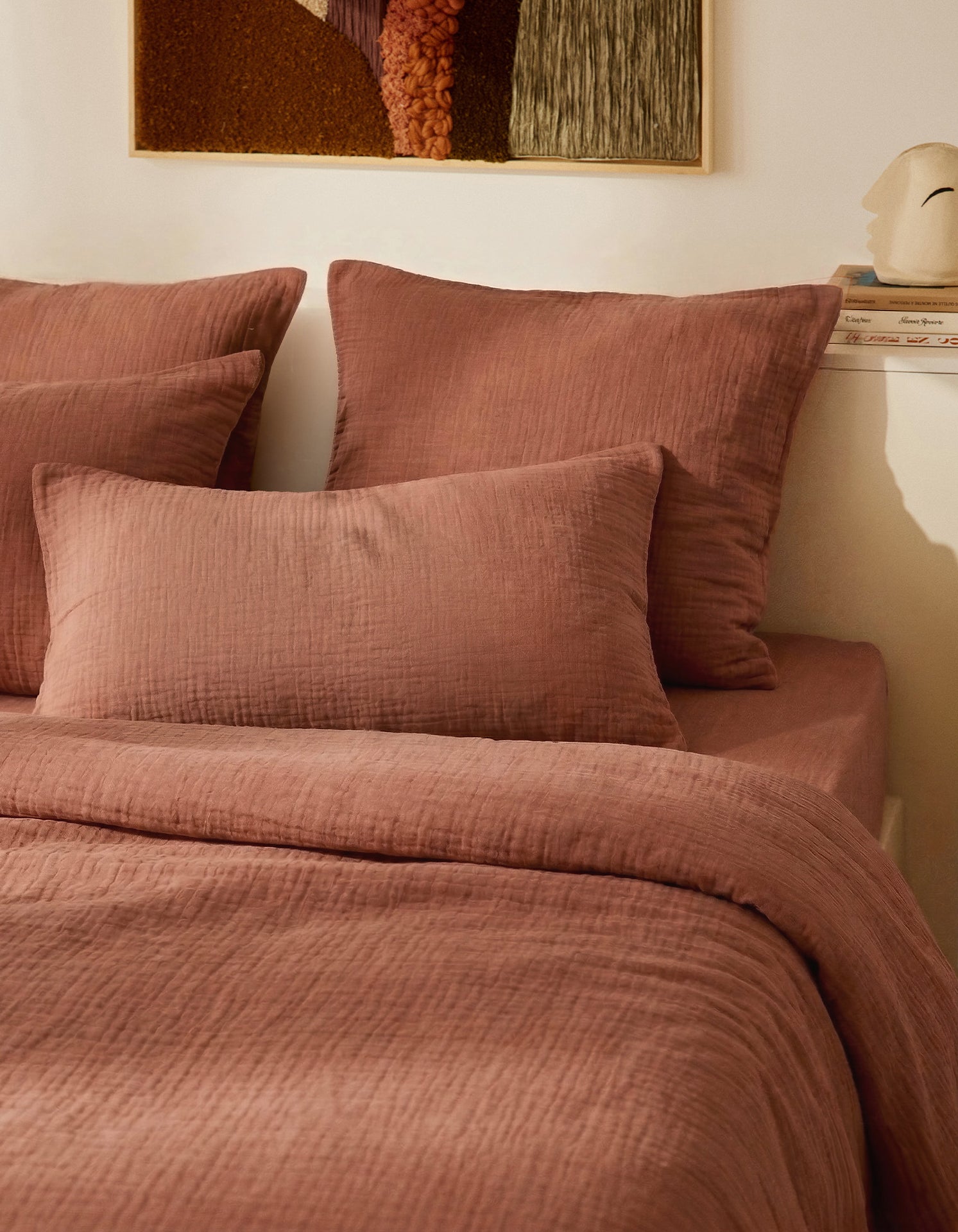 Drap plat Gaze de coton double épaisseur - Biscuit