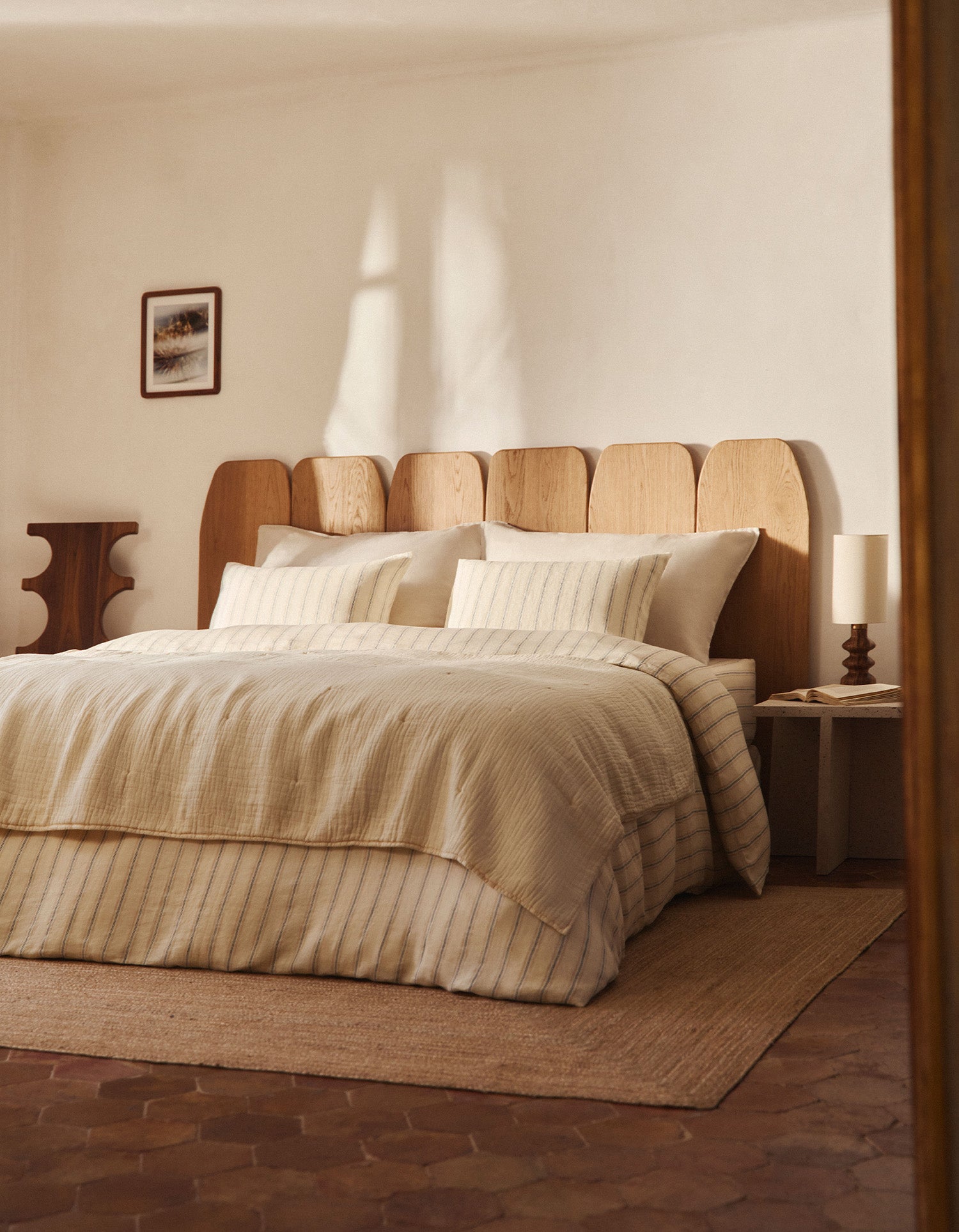 Housse de couette Lin lavé français - Rayure Nomade