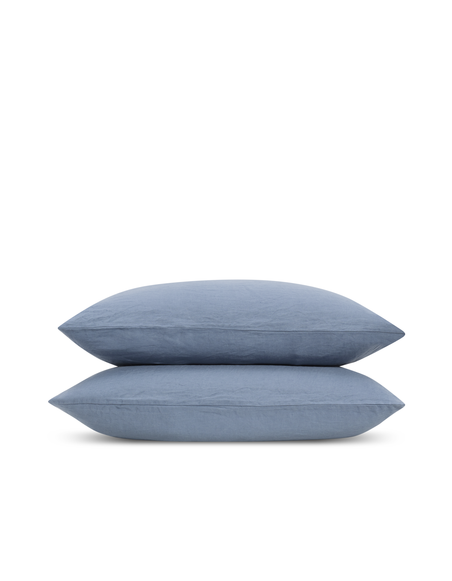 Coppia di federe in lino lavato francese - Blu Denim