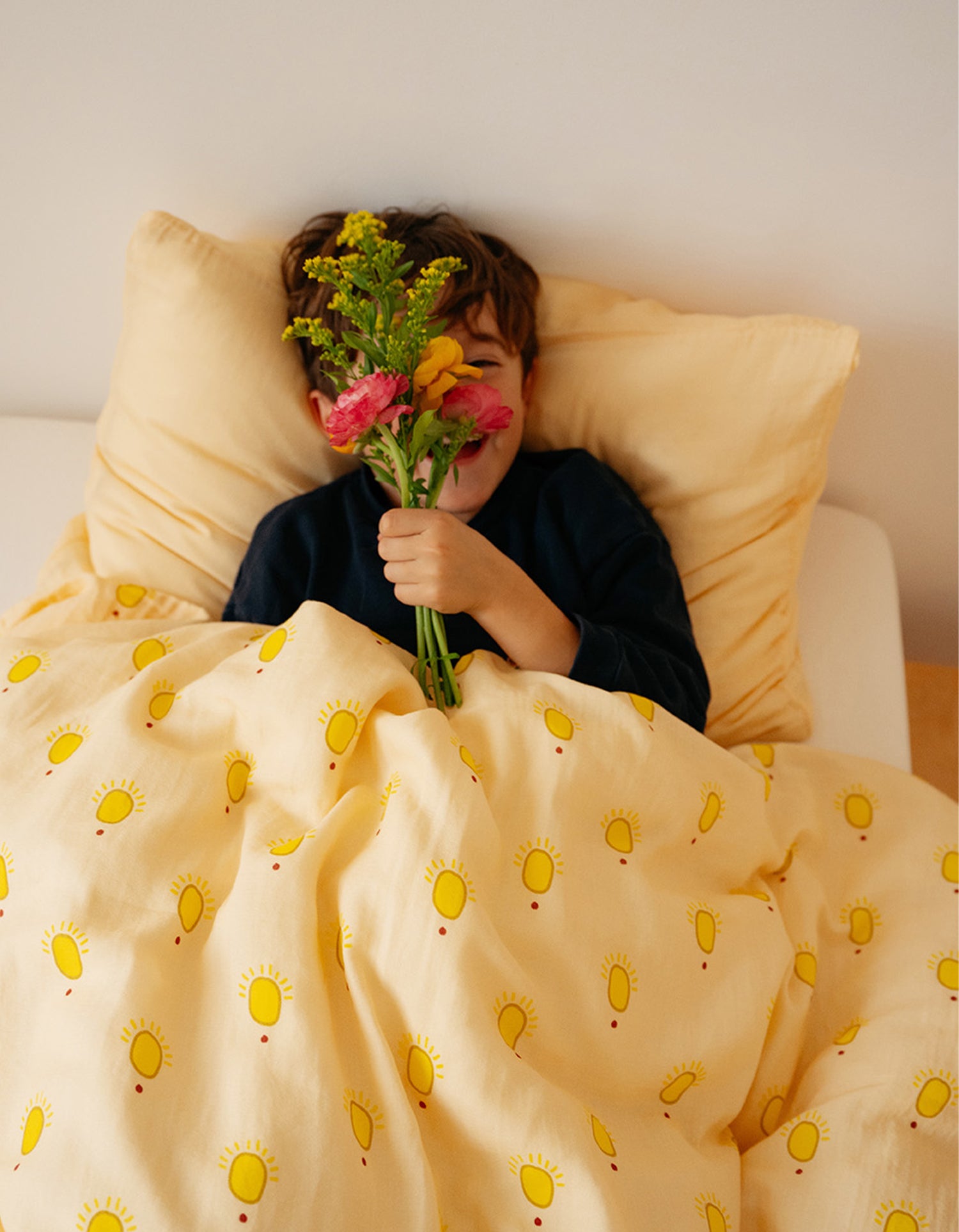 Taie d'oreiller Gaze de coton Bébé & Enfant Margaux Keller collections x Bonsoirs - Soleil Mimosa