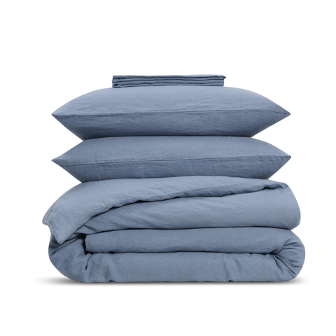 Parure Lin lavé français - Bleu Denim