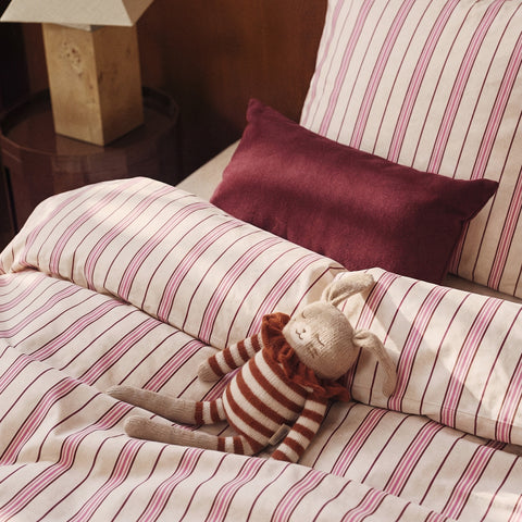 Taie d'oreiller Percale Lavée Enfant en Coton Biologique - Rayure Ruban