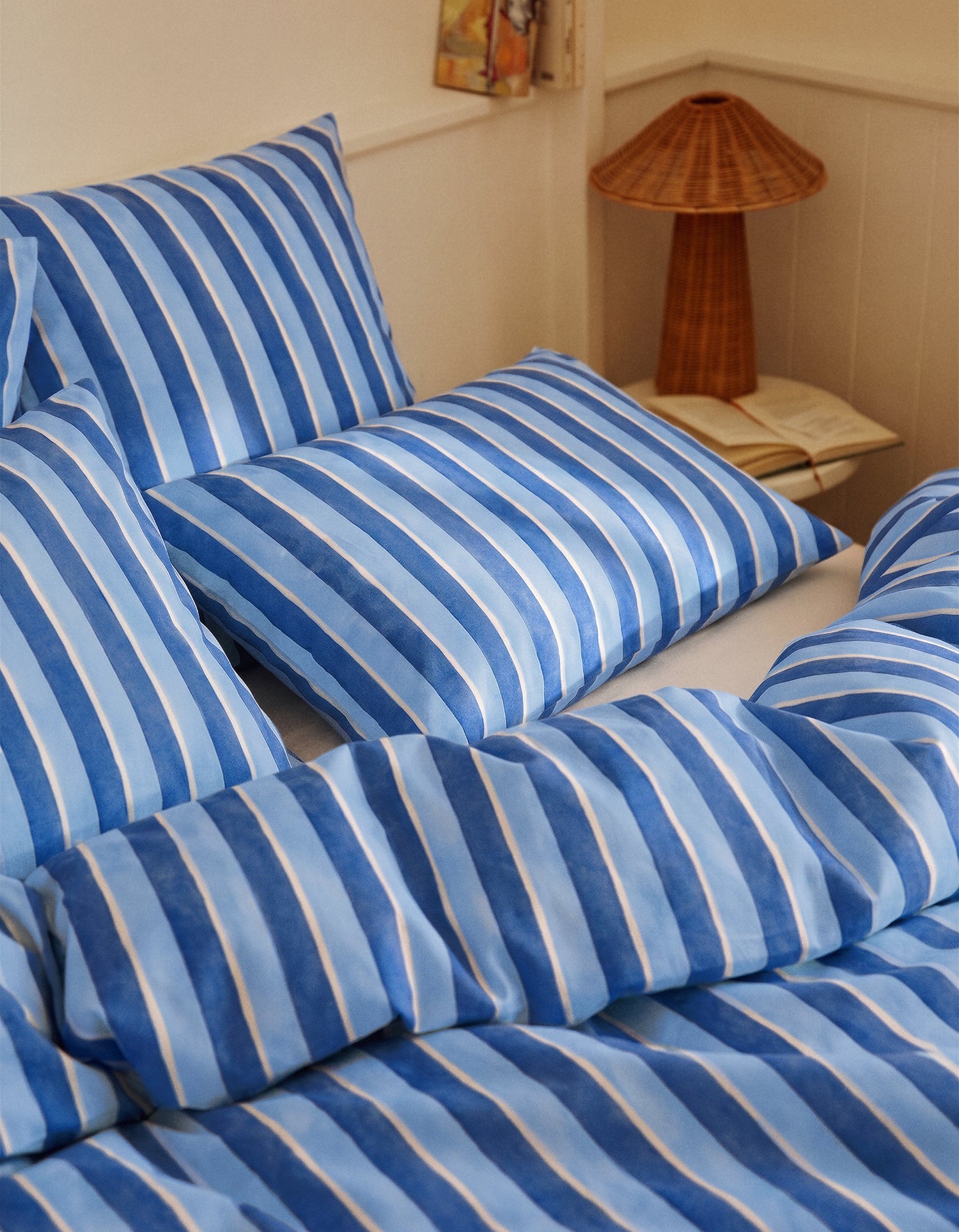 Housse de couette Voile de Coton 80 fils/cm² - Rayure Atlantis