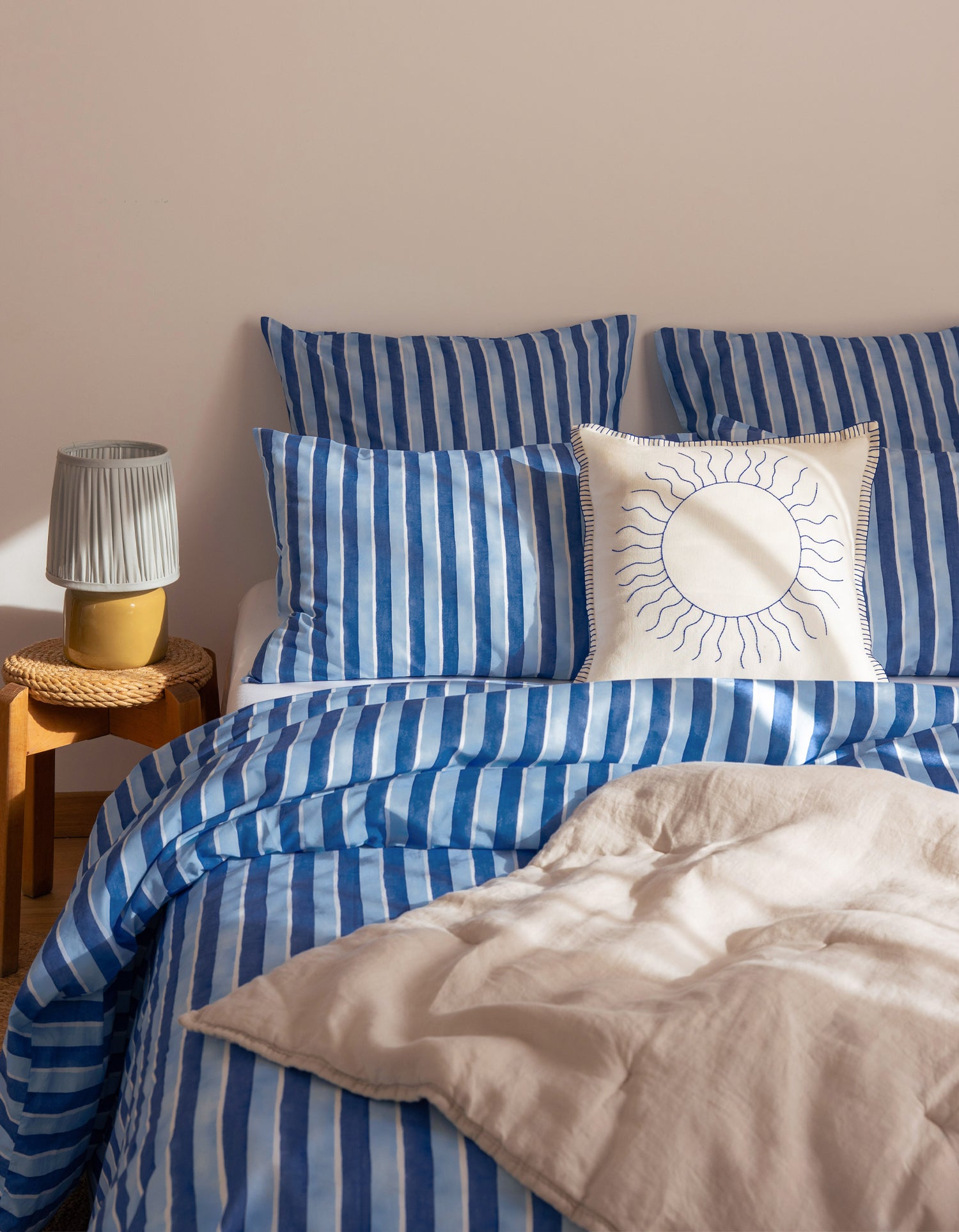 Housse de couette Voile de Coton 80 fils/cm² - Rayure Atlantis