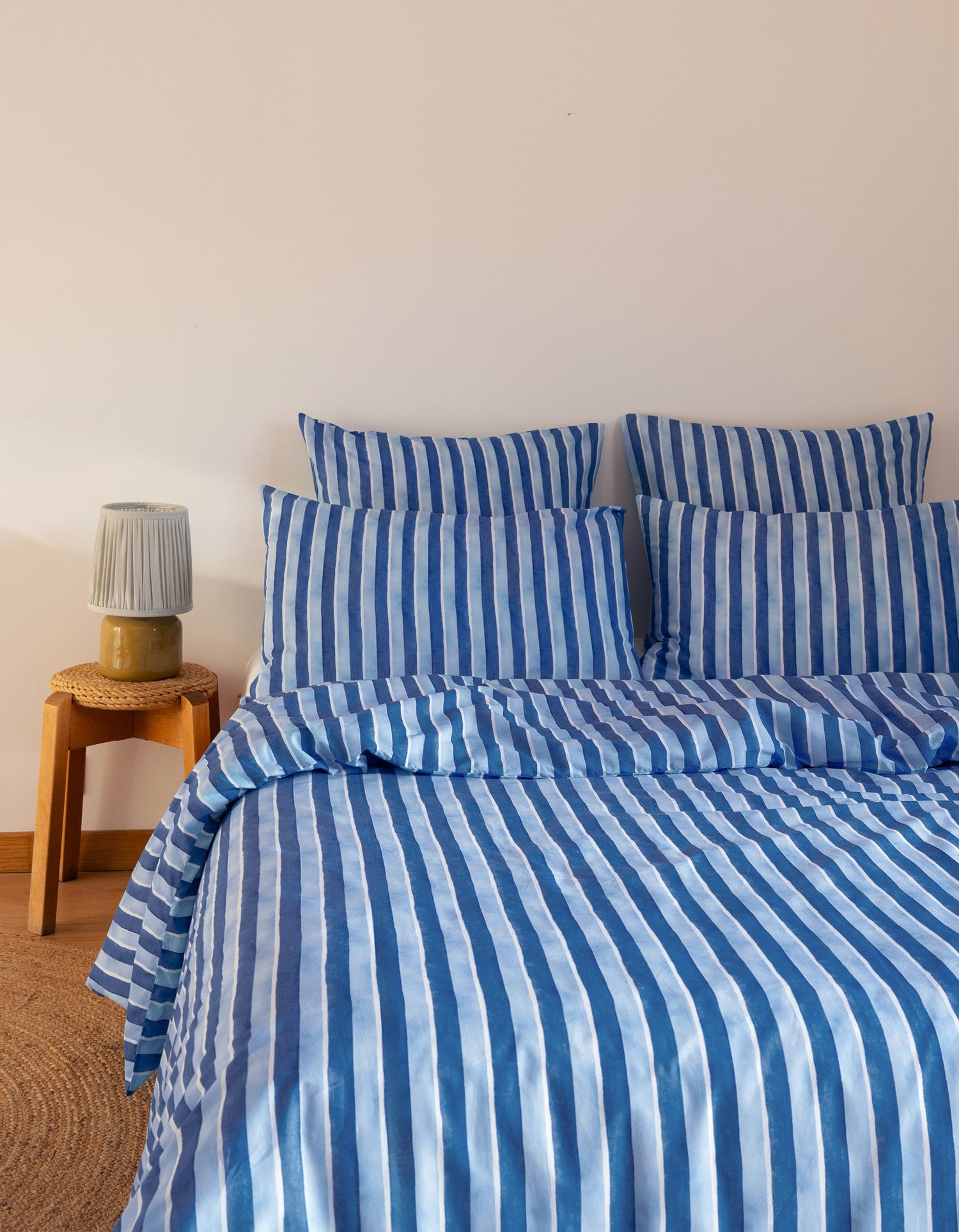 Housse de couette Voile de Coton 80 fils/cm² - Rayure Atlantis